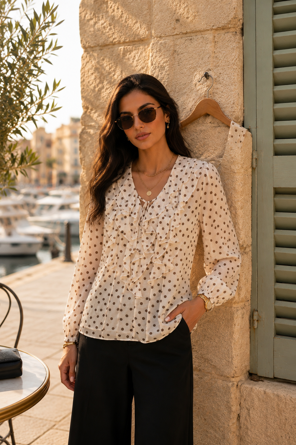 « Blouse à pois beige Elia» 💛