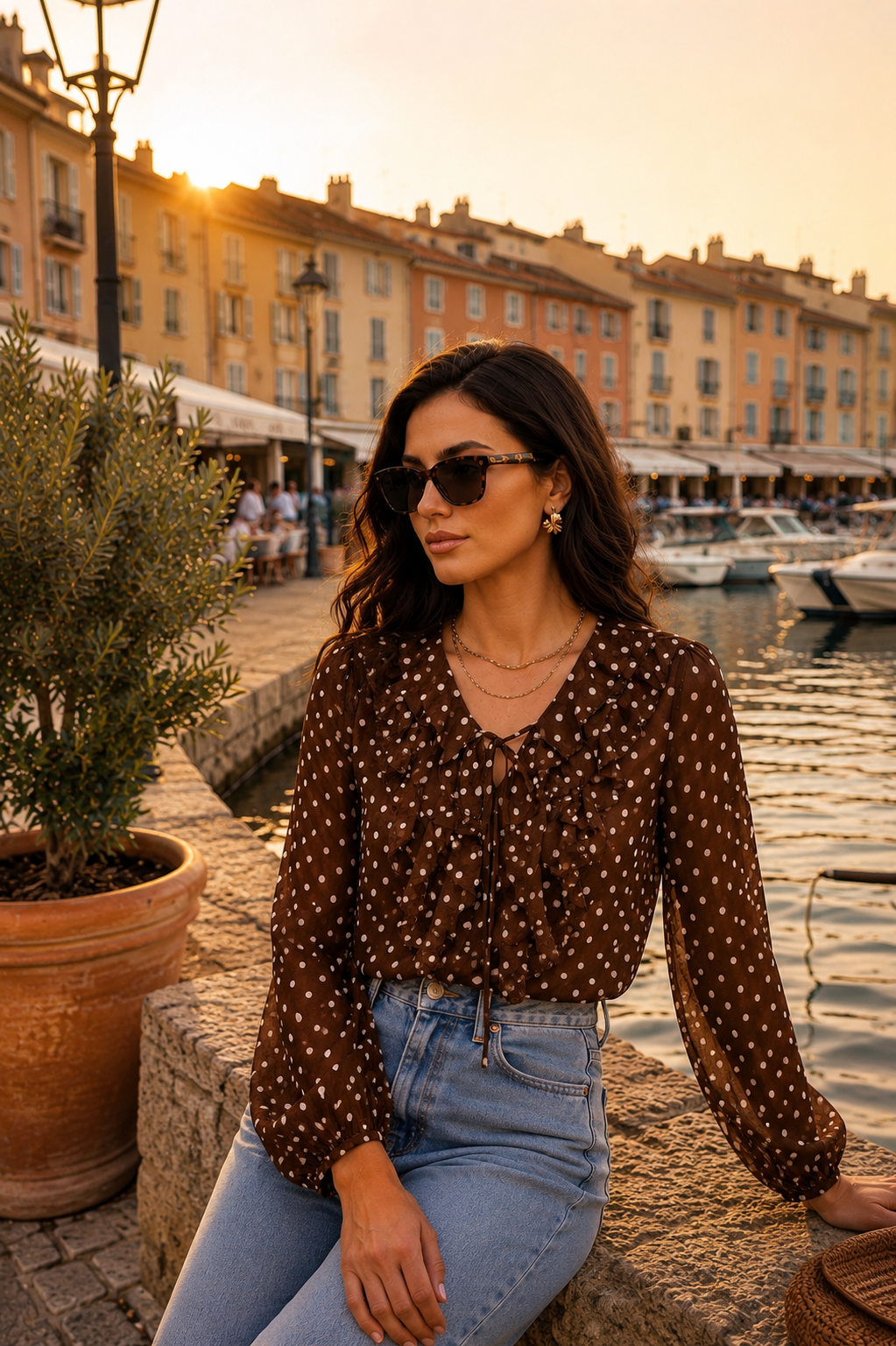 « Blouse à pois chocolat Lou» 🤎