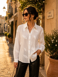 « Chemise blanche brodée Élégance Elena» 🤍