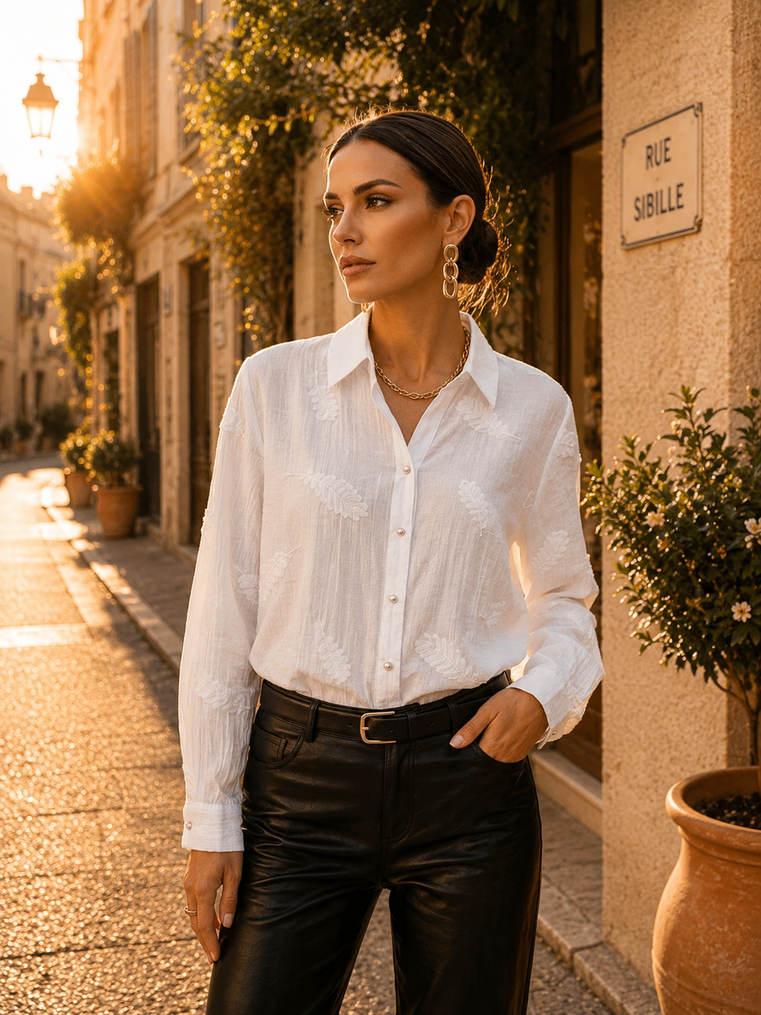 « Chemise blanche brodée Élégance Elena» 🤍