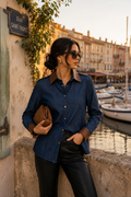 Chemise Romy – bleu & chocolat 🤎
