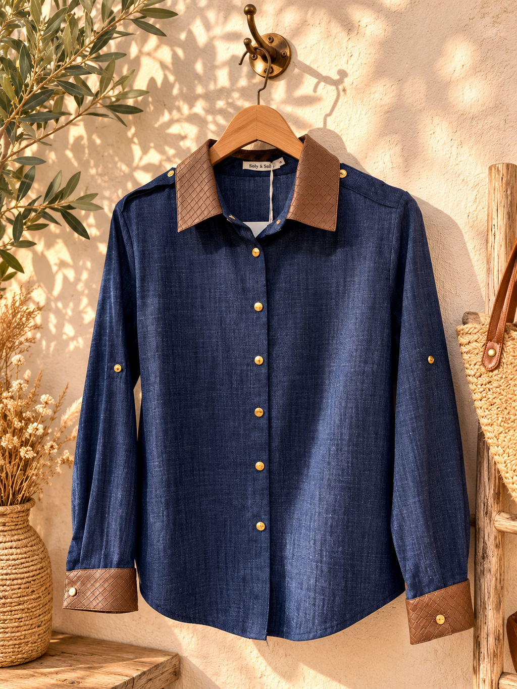Chemise Romy – bleu & chocolat 🤎